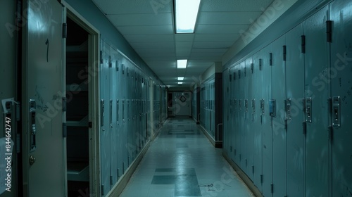 empty hallway with lockers on both sides