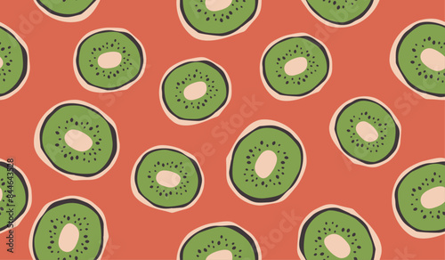 Cute kiwi fruits pattern background vector design