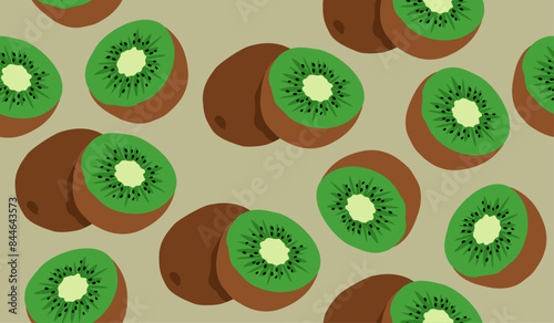 Cute kiwi fruits pattern background vector design