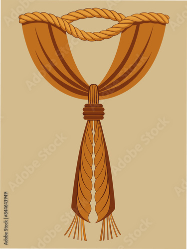 Twine forming a rustic curtain tieback photo