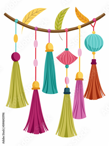 Wallpaper Mural Twine and fabric tassel decorations Torontodigital.ca