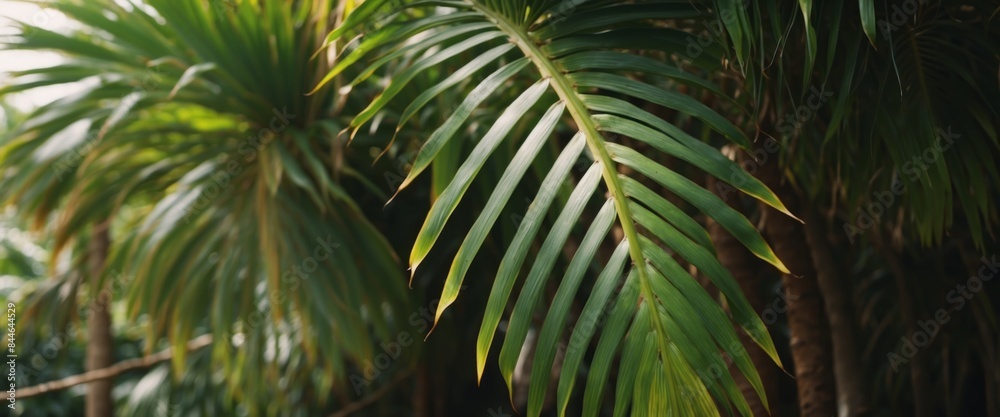 Coconut palm tree leaves close up in tropics Beautiful nature bakground Vacation and travel concept. Coconut palm tree leaves close up in tropics Beautiful nature bakground Vacation and travel concept.