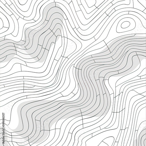 Background of the topographic map. Topographic map lines, contour background. Geographic grid, vector abstract