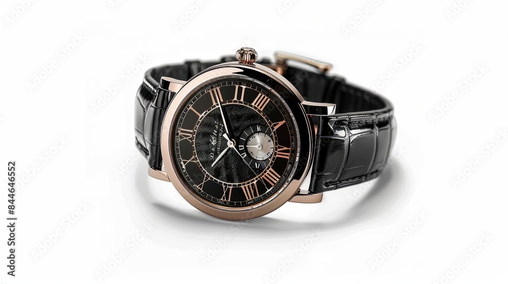 Luxury watch isolated on white background. With clipping path for artwork or design. black Luxury watch isolated on white background. With clipping path for artwork or design. black