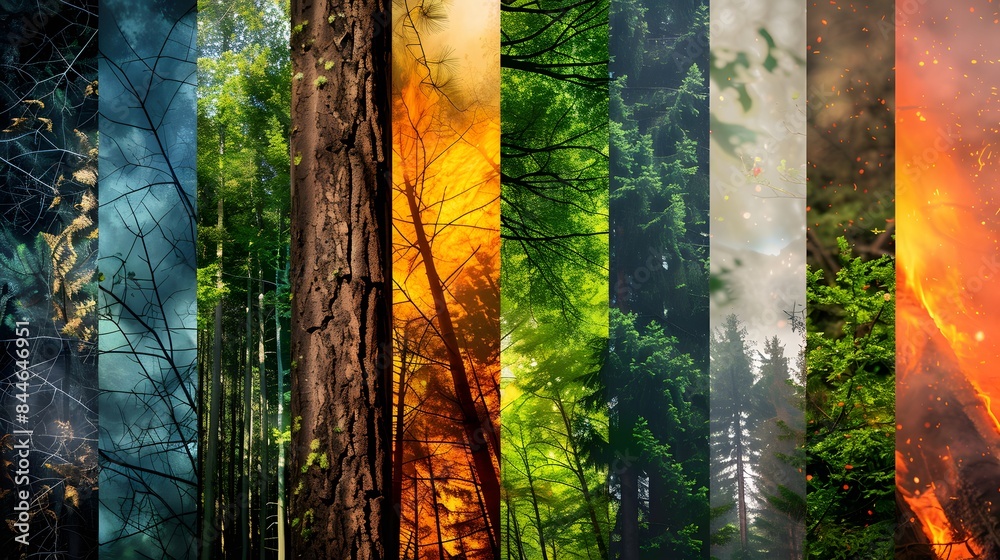 Naklejka premium A captivating image showcasing saplings thriving in diverse climatic conditions, from arid deserts to lush rainforests, highlighting their remarkable adaptability and resilience