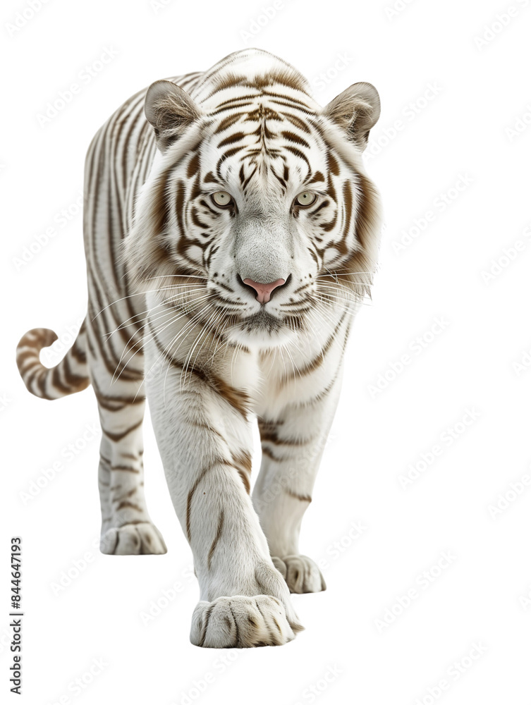 Naklejka premium A white Bengal tiger isolated on a white background