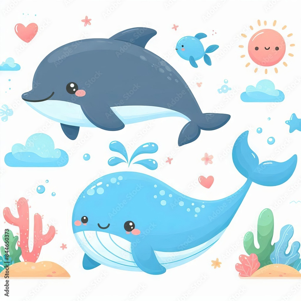 Obraz premium World Whale and Dolphin Day. Ocean. Template for background, banner, card, poster 