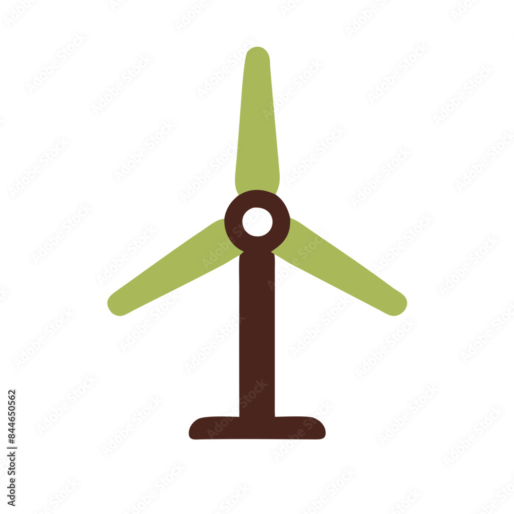 Green and Brown Wind Turbine Icon, Clean Energy Source Green and Brown Wind Turbine Icon, Clean Energy Source