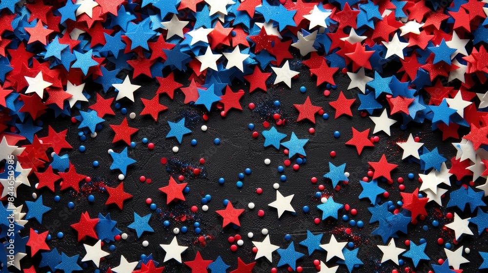 Red; white; and blue streamers
Red; white; and blue streamers