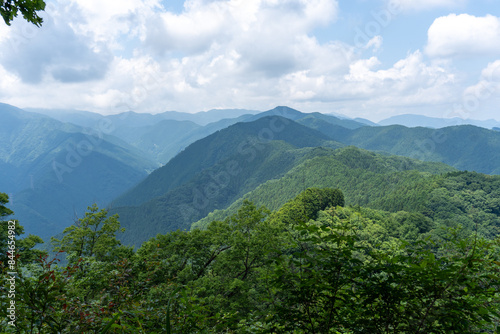 View of the trail from Mt. Bonno-ori via Mt. Kuroyama, Mt. Iwatakeishi, and Mt. Sodake