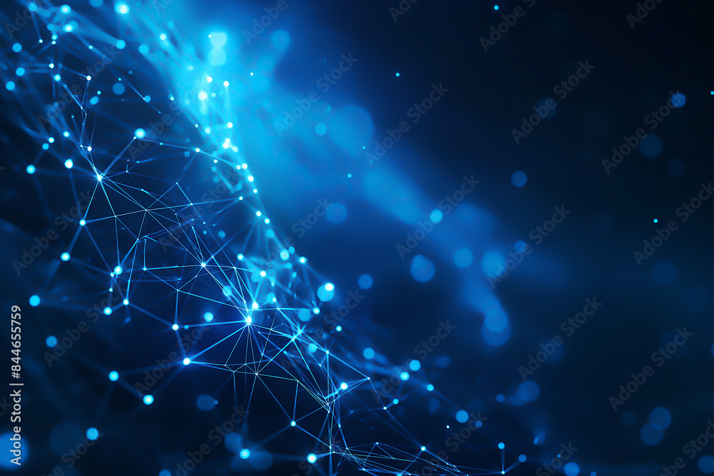 Abstract technology background with blue glowing network connections and dots on dark background, network of dots on dark for web design or digital tech concept. Abstract connection in cyberspace Abstract technology background with blue glowing network connections and dots on dark background, network of dots on dark for web design or digital tech concept. Abstract connection in cyberspace