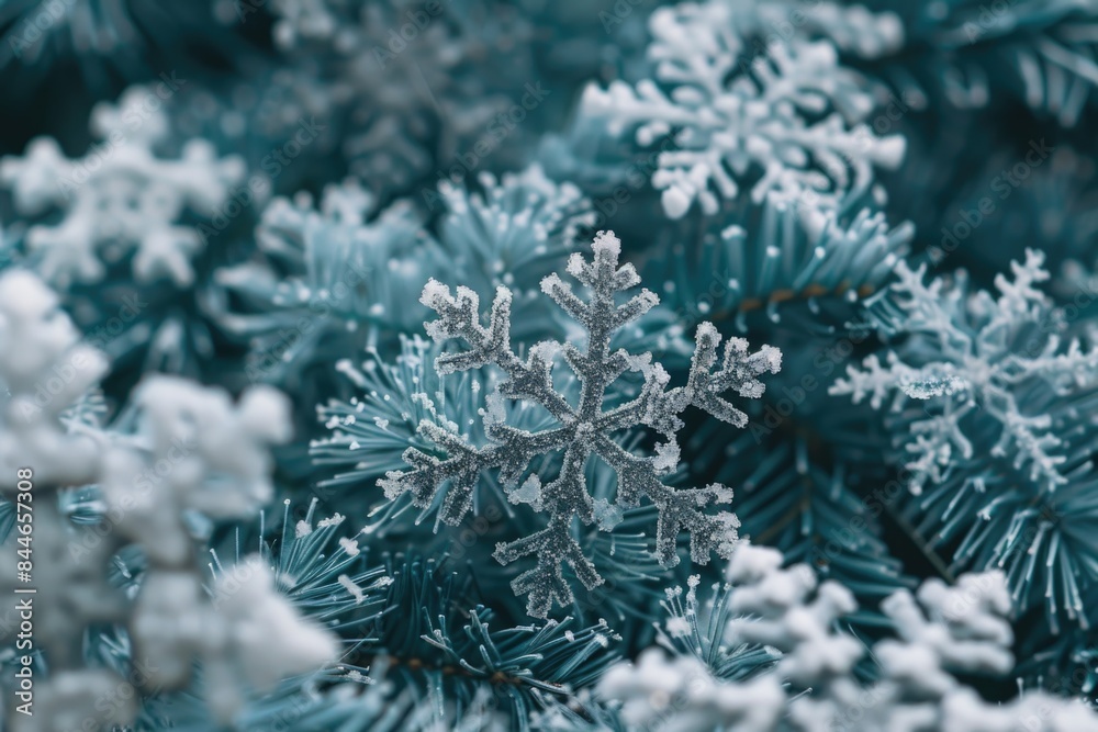Snowflake on tree branch Snowflake on tree branch