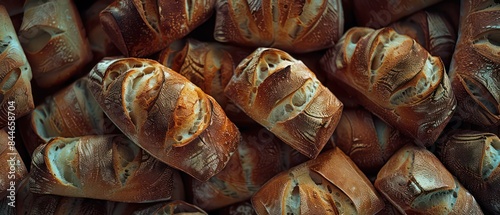 sliced bread pieces, showcasing the texture and color of each bread slice. The background is filled with more slices to create an abundance effect