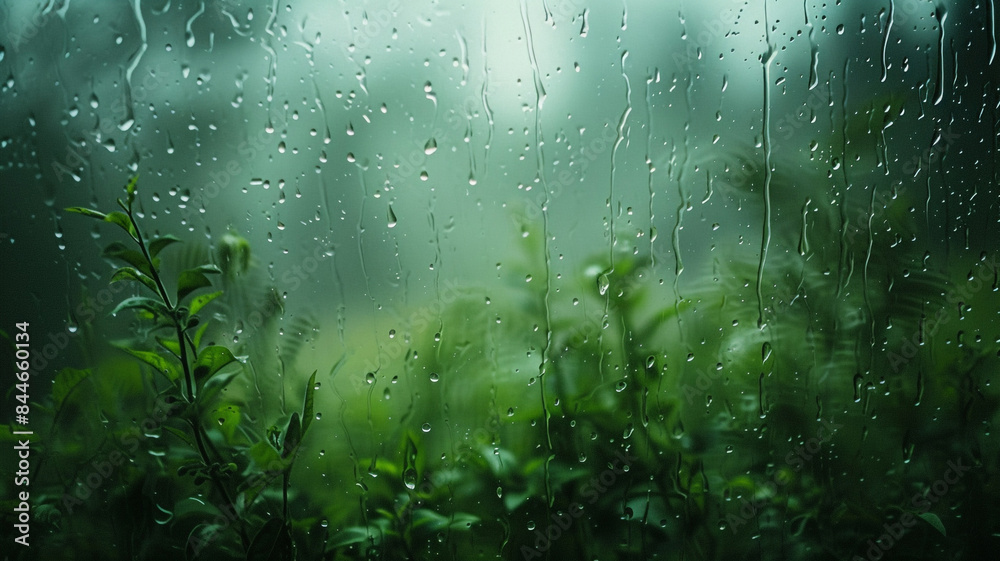 Obraz premium 창문에 맺힌 빗방울