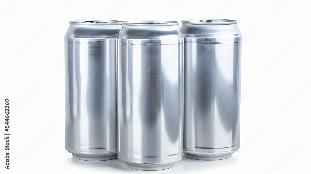 Three aluminum cans are isolated on a white background Three aluminum cans are isolated on a white background