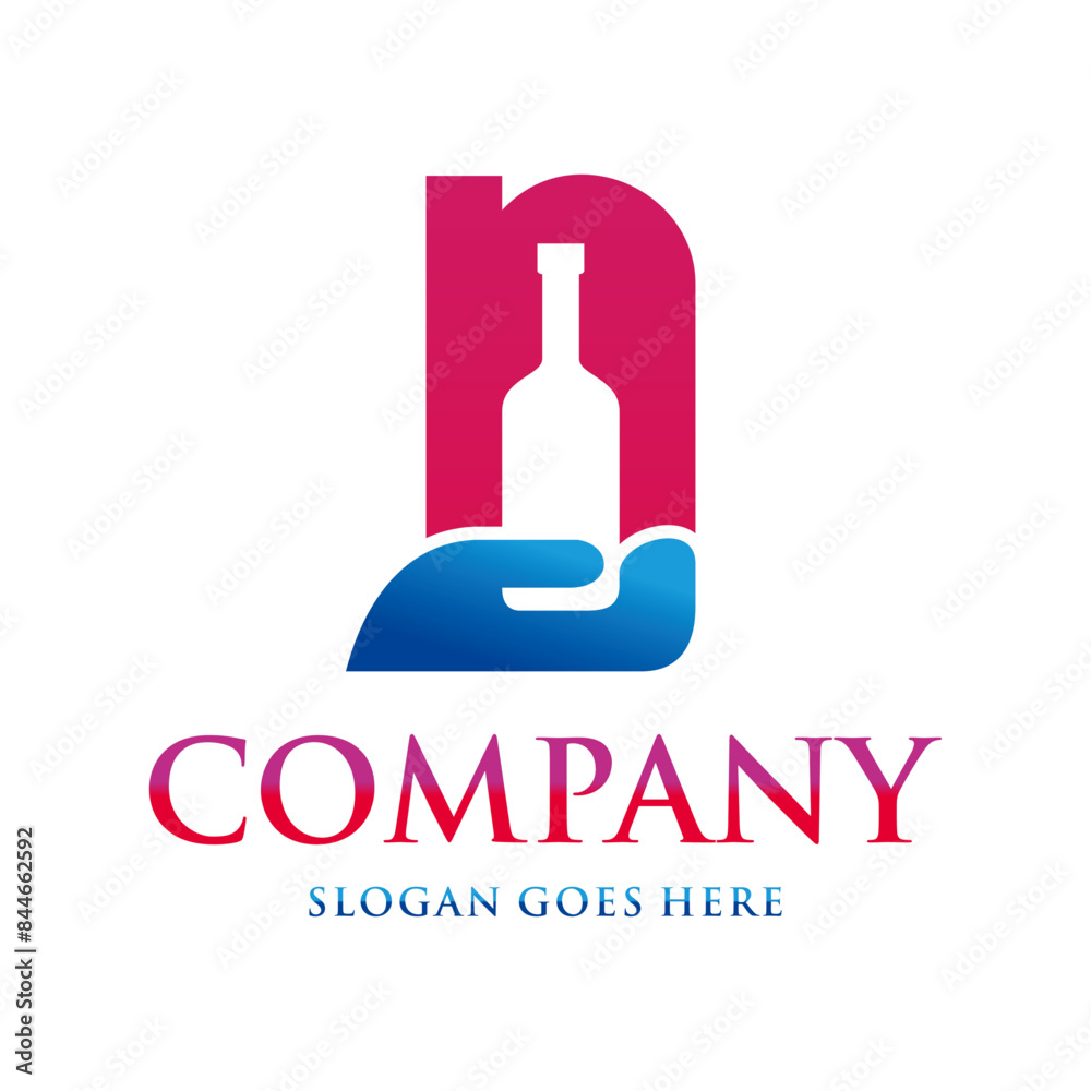 wine bottle logo of letter n wine bottle logo of letter n