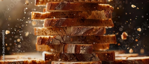 Rustic brown bread slices, embodying wholesome goodness and hearty flavor from freshly milled wheat photo