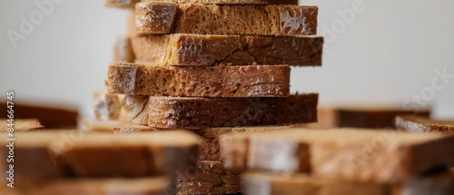 Rustic brown bread slices, embodying wholesome goodness and hearty flavor from freshly milled wheat photo