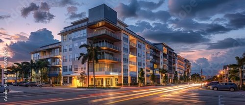 Fototapeta Naklejka Na Ścianę i Meble -  architecture luxury apartments, city modern street, small clouds