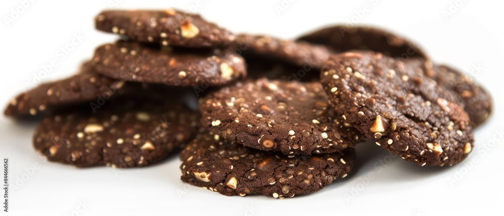 chocolate cookies, a product shot on a white background