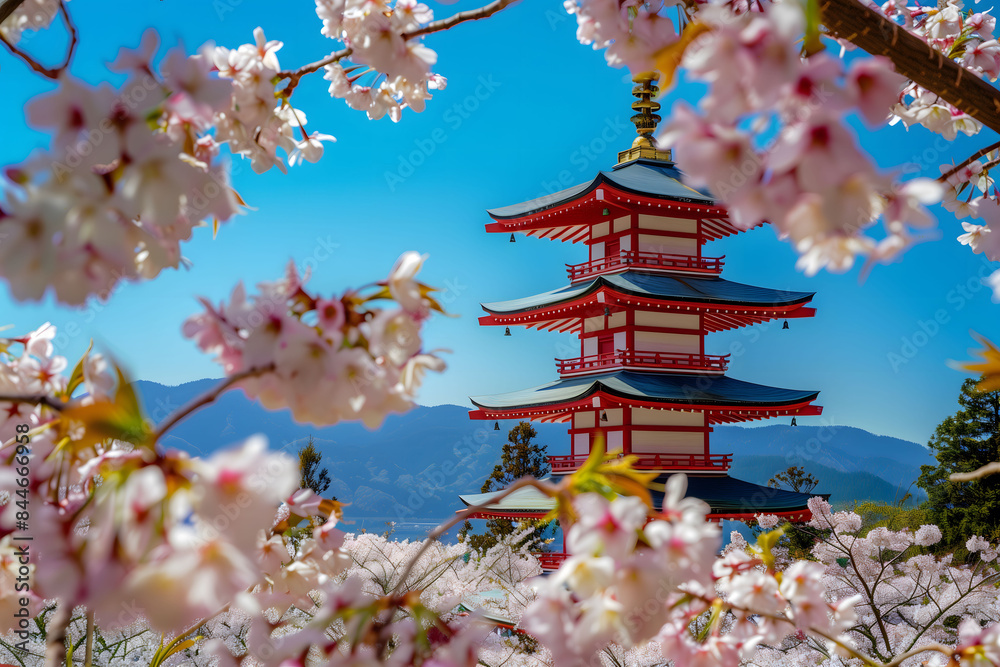 A beautiful cherry blossom tree with pink flowers A beautiful cherry blossom tree with pink flowers