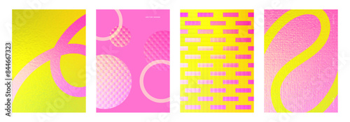 Set of fluted glass effect cards. Abstract modern backgrounds for brochures, covers, promotional materials and more. Vector illustration