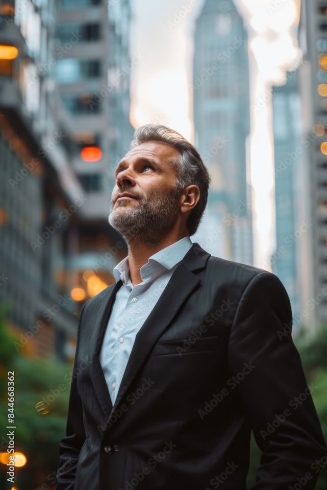 Naklejka premium Businessman in City Center