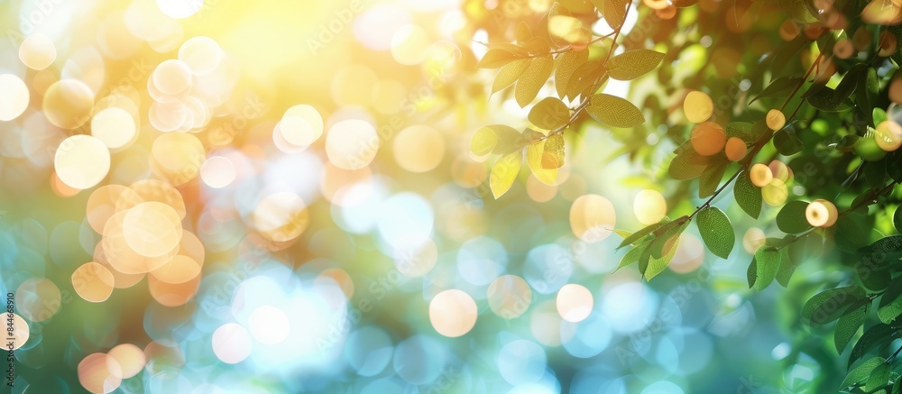 Bokeh-filled natural sunlight illuminates the summer sky. Bokeh-filled natural sunlight illuminates the summer sky.