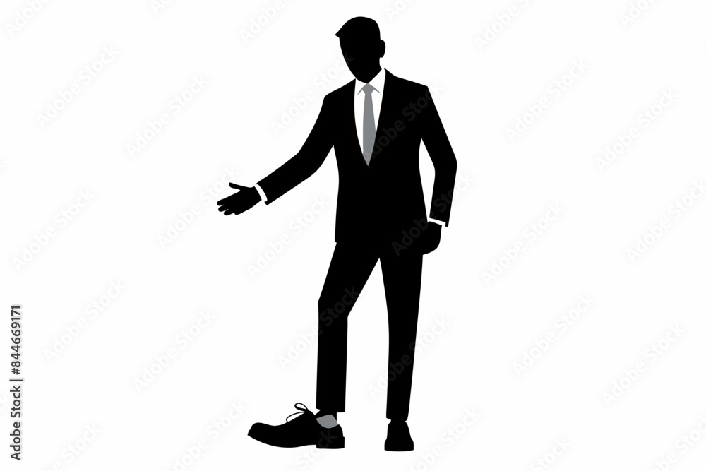 businessman posing in different poses vector illustration