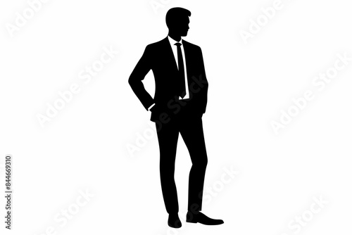 businessman posing in different poses vector illustration