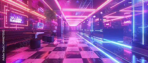 dance floor, augmented reality visuals ignite a dynamic and energetic atmosphere, blending seamlessly with neon lights and futuristic beats for an electrifying experience