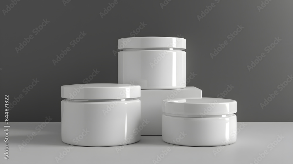 Blank white cosmetic skincare makeup containers. 3D Render Blank white cosmetic skincare makeup containers. 3D Render