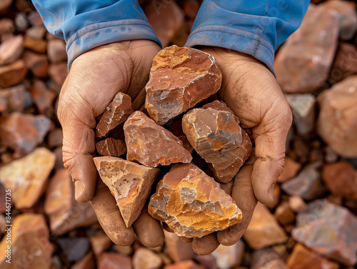 hands holding stones