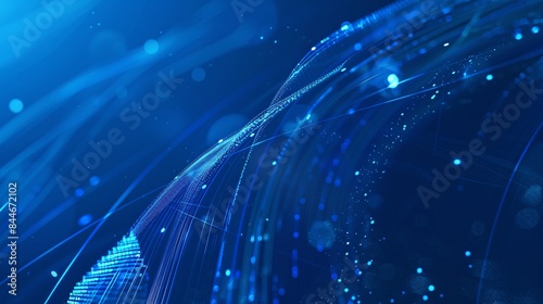 A dynamic background with a deep blue hue, featuring abstract shapes and lines radiating outwards, creating a sense of energy and growth. The blue tones gradually lighten, suggesting an upward