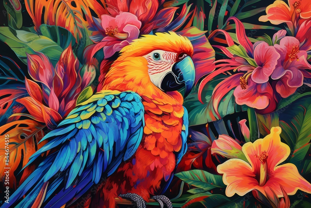 Obraz premium Stunning Tropical bird colorful. Animal wildlife. Generate Ai