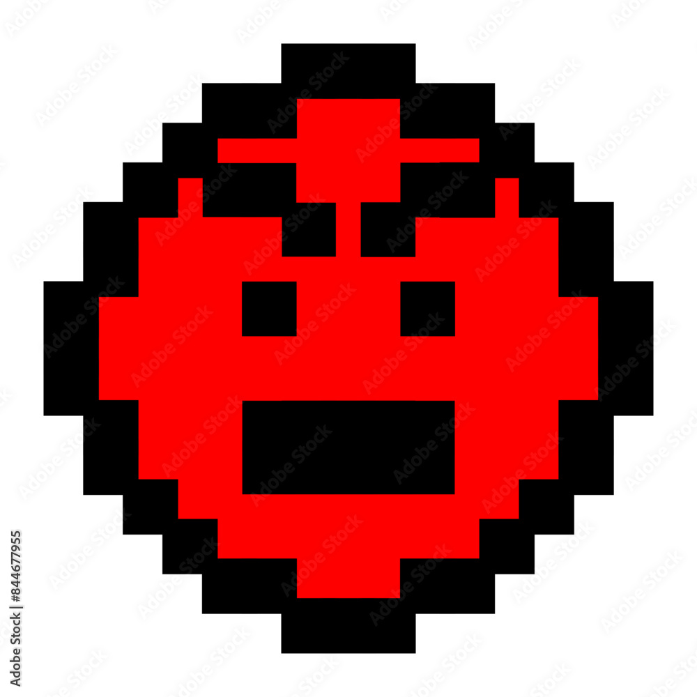 Fototapeta premium pixel art angry emoticon icon, 8bit style emoticon