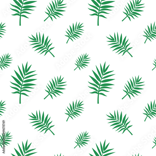 Tropical seamless pattern with exotic palm leaves. Vector illustration.