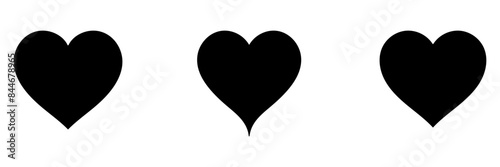 Set of Black heart shapes icon, cut out