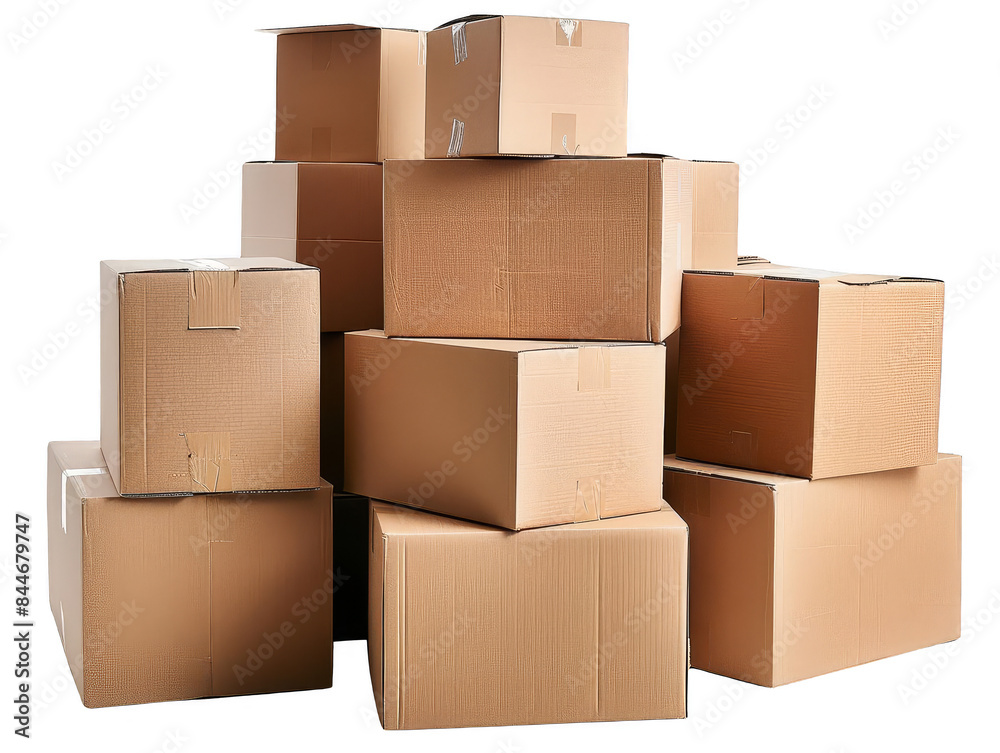 Stack of various sized cardboard boxes on a white background, ideal for shipping, moving, or storage concepts. Stack of various sized cardboard boxes on a white background, ideal for shipping, moving, or storage concepts.