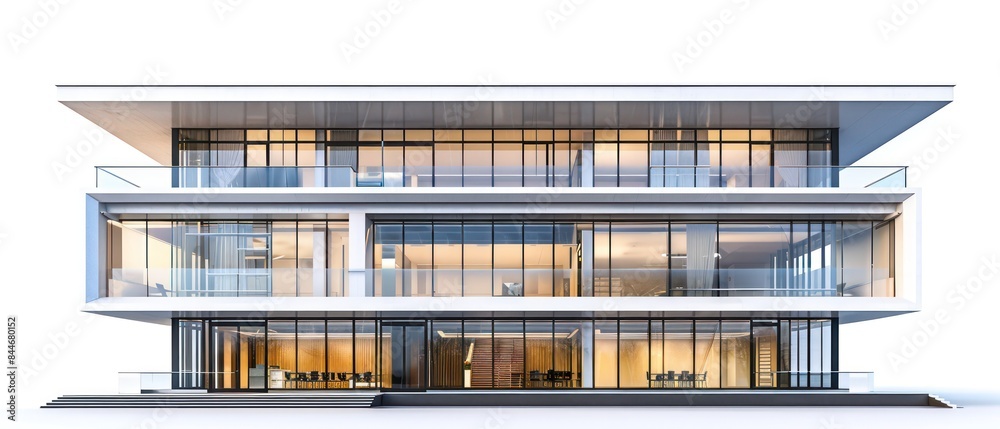 modern office building stands against a pristine white background, epitomizing sleek sophistication and professionalism modern office building stands against a pristine white background, epitomizing sleek sophistication and professionalism