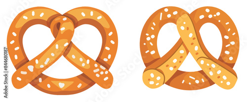 An illustration of a pretzel with sesame seeds. A sweet dessert isolated on white.