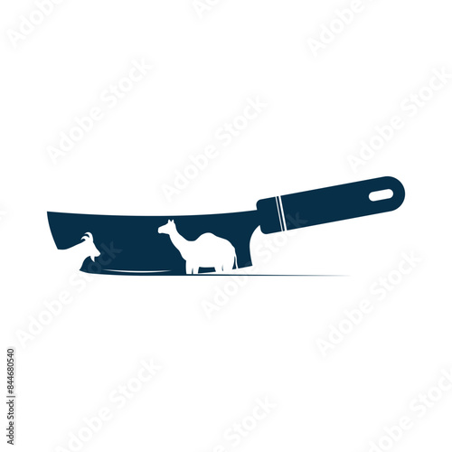 knife with camel and goat Muslim logo design, vector graphic symbol icon sign illustration