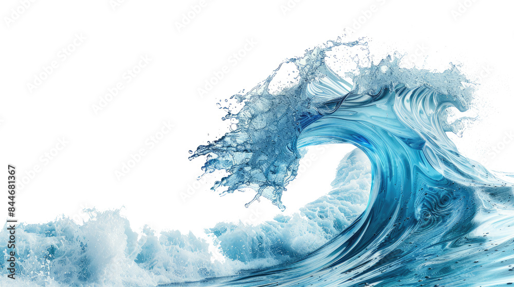 Ocean blue wave isolated on white background