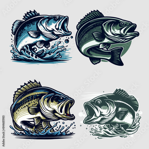Fishing silhouette Flat design fish, fisherman, Generative Ai