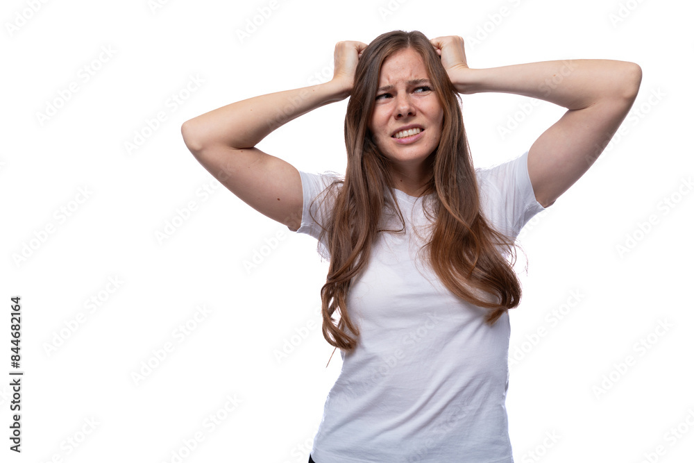 Young angry upset woman feeling negative emotions Young angry upset woman feeling negative emotions
