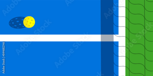 pickleball court yellow ball top view  banner poster design vector illustration