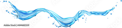 Abstract blue water splashing isolated on white background, cut out
