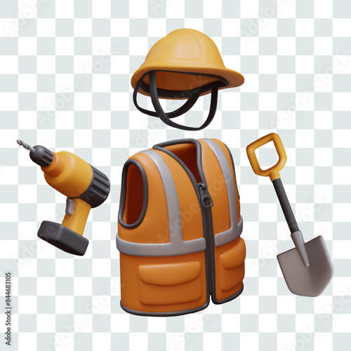 Tools, protective accessories and clothing for builders and repairmen