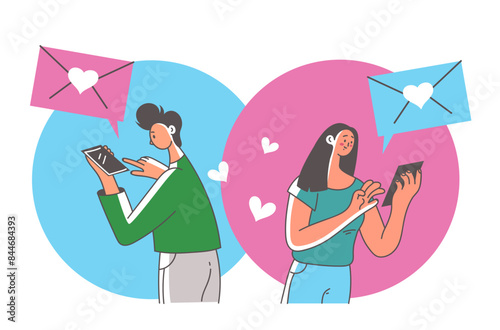 Online mobile app date dating isolated concept. Vector design graphic illustration