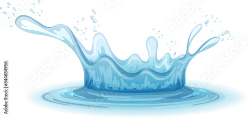 Abstract blue water splashing isolated on white background, cut out